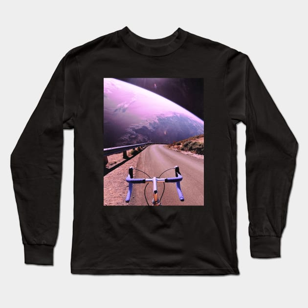 Bike Ride - Space Aesthetic Collage Long Sleeve T-Shirt by jessgaspar